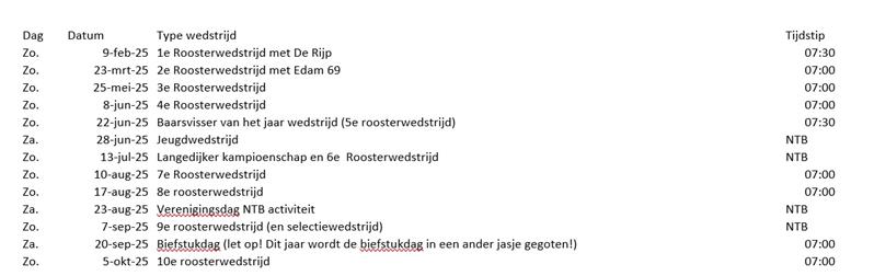 Het nieuwe wedstrijdrooster voor 2025